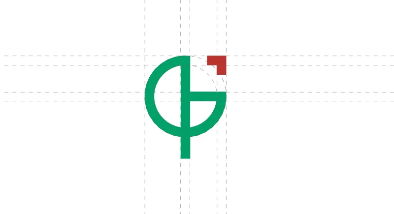 Around the Corner logo construction grid.