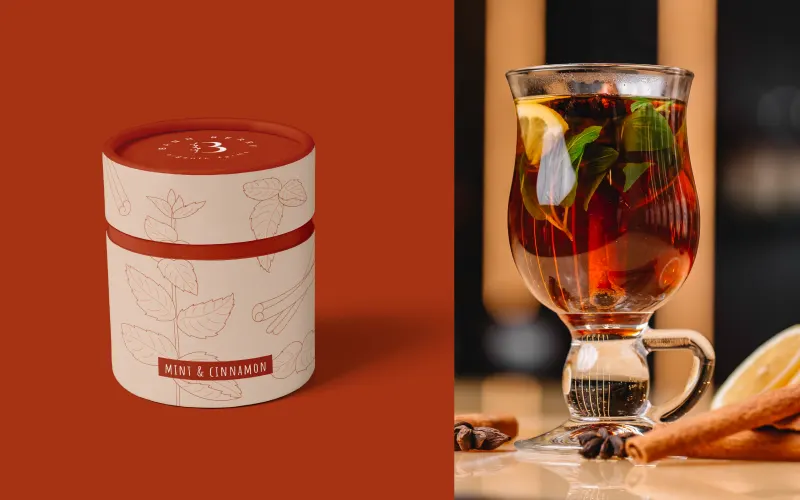 Bann Berry packaging for mint and cinnamon blend.