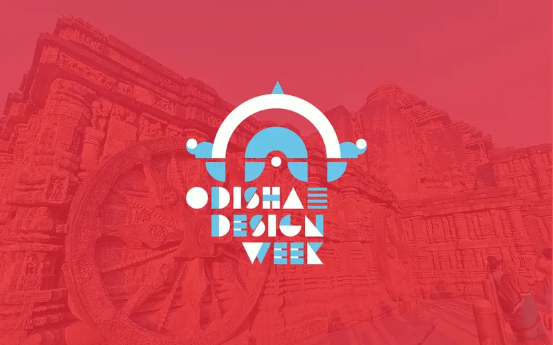 Odisha Design Week key visual: logo over Konark temple.