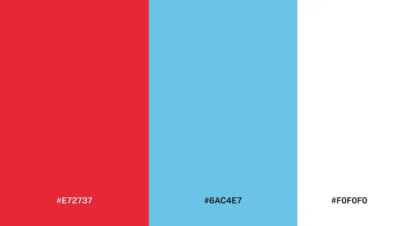Odisha Design Week color palette: Temple Red #E72737, Mahanadi Cyan #6AC4E7, Sand White #F0F0F0.